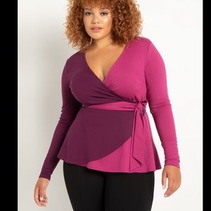 Eloquii Colorblock Wrap Blouse